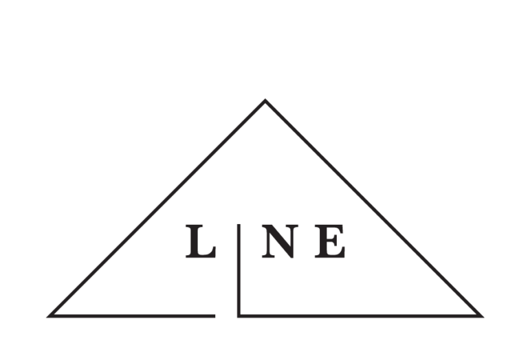 A black outline of a triangle with the word "LINE" inside. The "I" in "LINE" is represented by a vertical line that extends down to form part of the triangle's base.