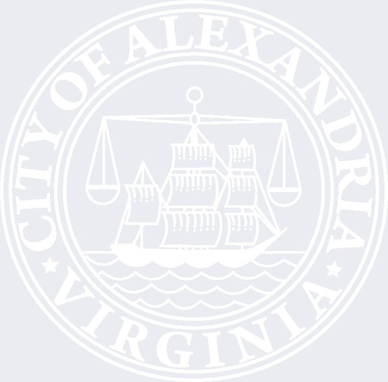The seal of the City of Alexandria, Virginia, featuring a sailing ship on waves and a balanced scale above it, surrounded by the words "City of Alexandria Virginia" in a circular border.
