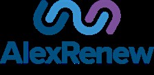 AlexRenew logo featuring two interlocking curved lines, one blue and one purple, above the word "AlexRenew" in bold blue letters.