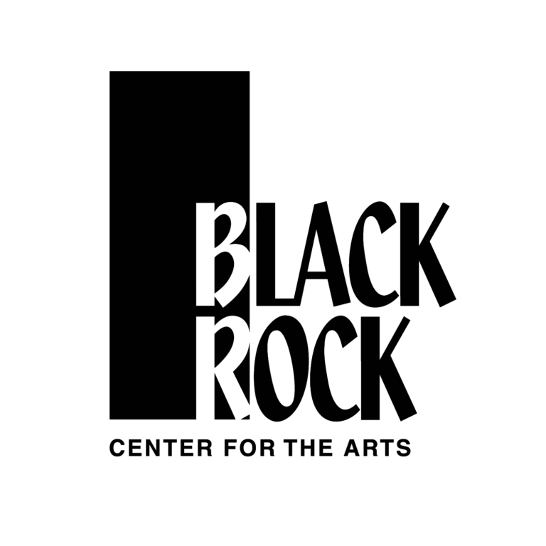 Black Rock Center for the Arts logo with bold black text, "BLACK ROCK," next to a tall black rectangle, and smaller text below reading "CENTER FOR THE ARTS" on a light background.