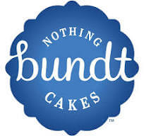 Blue scalloped circle logo with the words "NOTHING bundt CAKES" in white, featuring a playful font for "bundt.