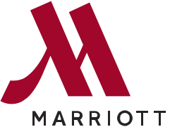 The image shows the Marriott logo, featuring a stylized red "M" above the word "MARRIOTT" in bold, black capital letters on a light background.