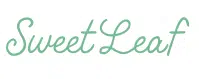 The words "Sweet Leaf" are written in light green cursive font on a white background.