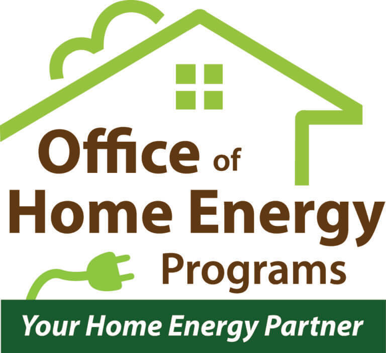 Logo for the Office of Home Energy Programs featuring a green house outline with a power plug, and the tagline “Your Home Energy Partner” written at the bottom.