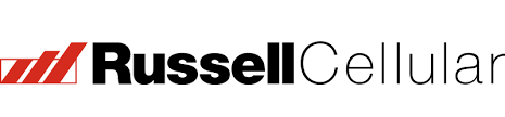 Russell Cellular logo with three red diagonal bars in a square followed by the words "Russell Cellular" in black text on a white background.