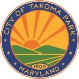 Seal of the City of Takoma Park, Maryland, featuring a stylized sunrise over green hills with "CITY OF TAKOMA PARK" and "MARYLAND" around the border and "1890" at the bottom center.