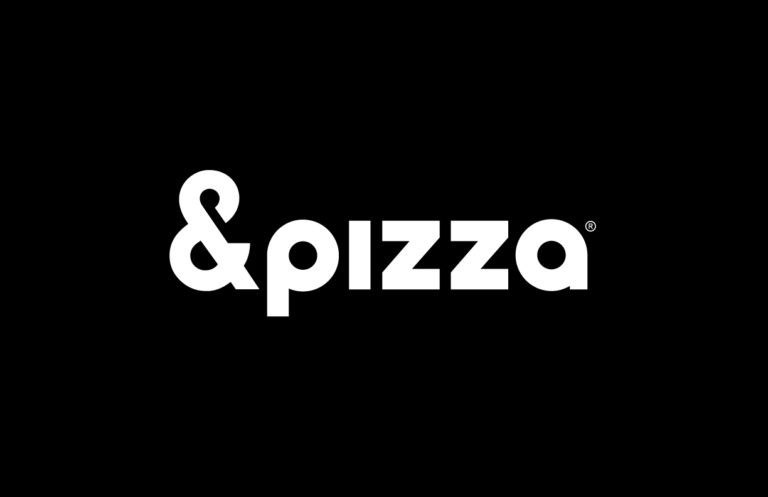 White text on a black background reads “&pizza” in a bold, modern font, with the ampersand symbol at the beginning.